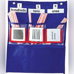 Blue Pocket Chart with Counting Straws